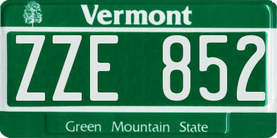 VT license plate ZZE852