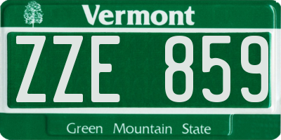 VT license plate ZZE859