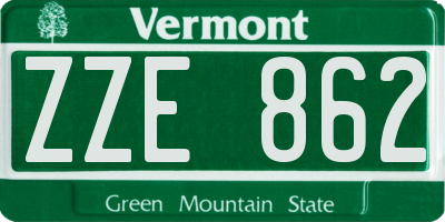 VT license plate ZZE862