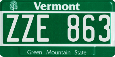VT license plate ZZE863
