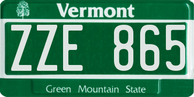VT license plate ZZE865