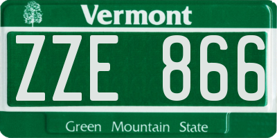 VT license plate ZZE866