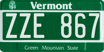 VT license plate ZZE867