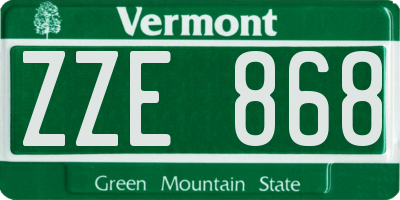 VT license plate ZZE868