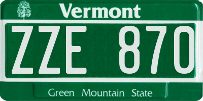 VT license plate ZZE870