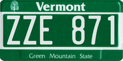VT license plate ZZE871