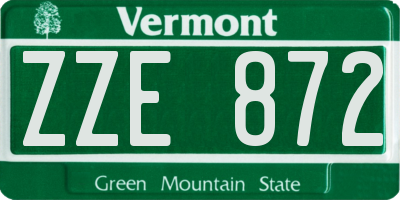 VT license plate ZZE872