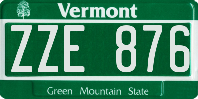 VT license plate ZZE876