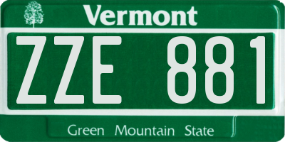 VT license plate ZZE881