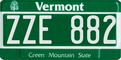 VT license plate ZZE882