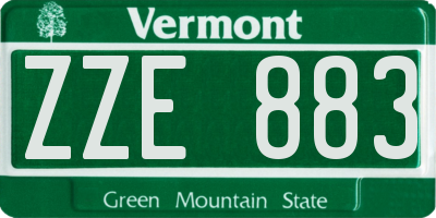 VT license plate ZZE883