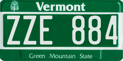 VT license plate ZZE884