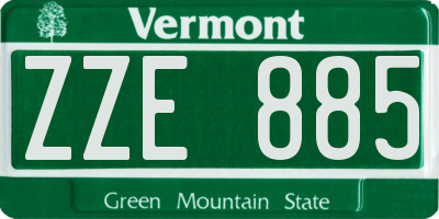VT license plate ZZE885