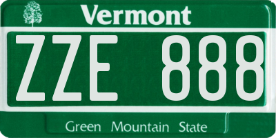 VT license plate ZZE888