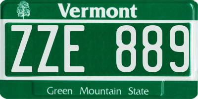 VT license plate ZZE889