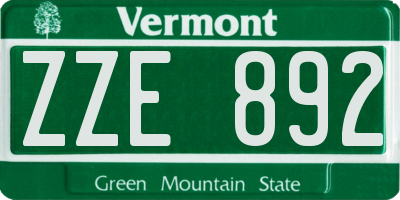 VT license plate ZZE892