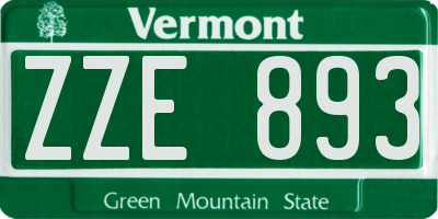 VT license plate ZZE893