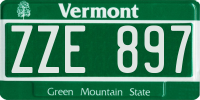VT license plate ZZE897