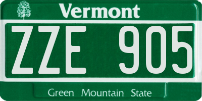 VT license plate ZZE905