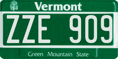 VT license plate ZZE909