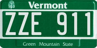 VT license plate ZZE911