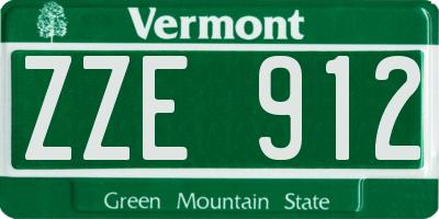 VT license plate ZZE912