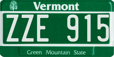 VT license plate ZZE915