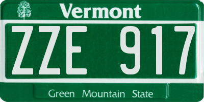VT license plate ZZE917