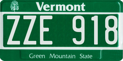 VT license plate ZZE918