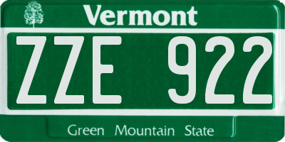 VT license plate ZZE922