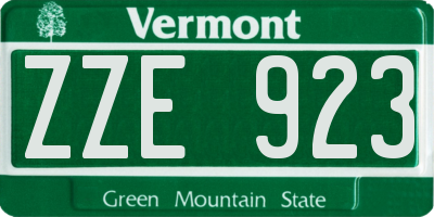 VT license plate ZZE923