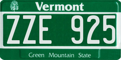 VT license plate ZZE925