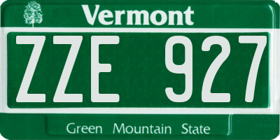 VT license plate ZZE927