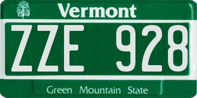 VT license plate ZZE928