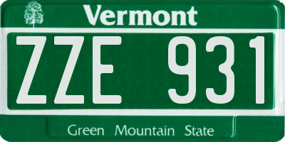VT license plate ZZE931