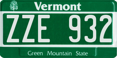 VT license plate ZZE932
