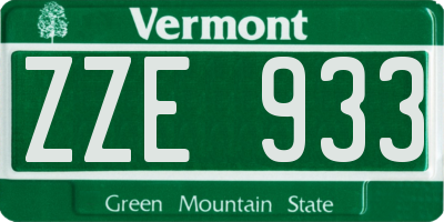 VT license plate ZZE933