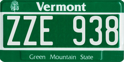 VT license plate ZZE938