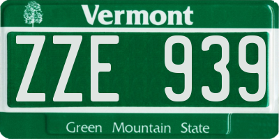 VT license plate ZZE939