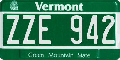 VT license plate ZZE942