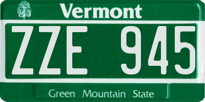 VT license plate ZZE945