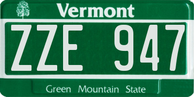 VT license plate ZZE947