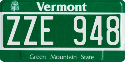 VT license plate ZZE948