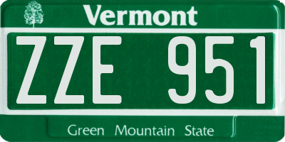 VT license plate ZZE951