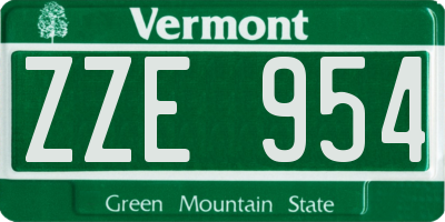 VT license plate ZZE954