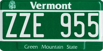 VT license plate ZZE955