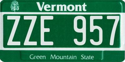 VT license plate ZZE957