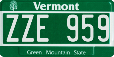 VT license plate ZZE959
