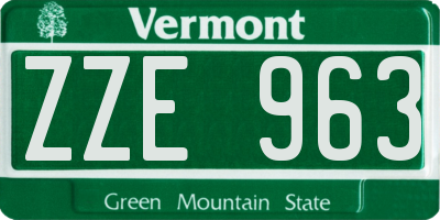 VT license plate ZZE963