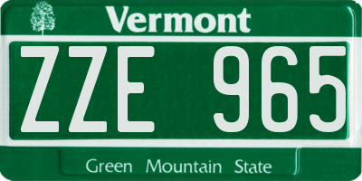 VT license plate ZZE965
